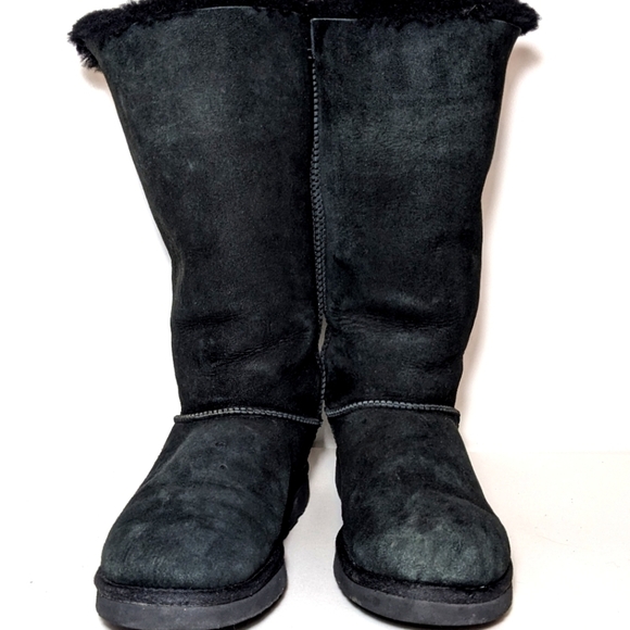 UGG Bailey Bow Tall II Boot Black Suede Size 10 - Picture 6 of 11